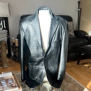 JF J.Ferrar Black Leather Men's Blazer